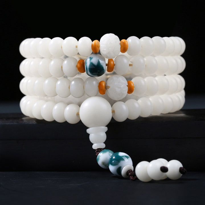 Buddha Stones Bodhi Seed Bead Lotus Blessing Charm Bracelet - Bodhi Seed&Blue Bead - 10*8mm - image 13