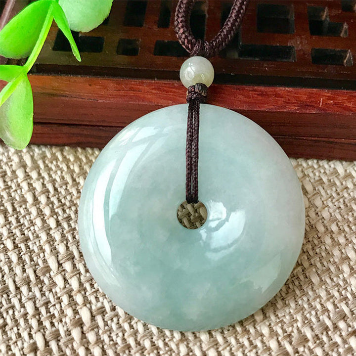 Buddha Stones Round Jade String Luck Necklace Pendant - image 2