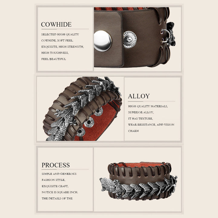 Buddha Stones Dragon Leather Protection Weave Bracelet - image 6