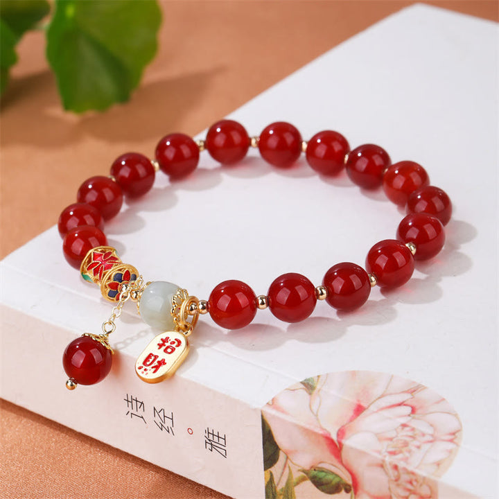 Buddha Stones Natural Red Agate Jade Confidence Fortune Blessing Charm Bracelet - image 4
