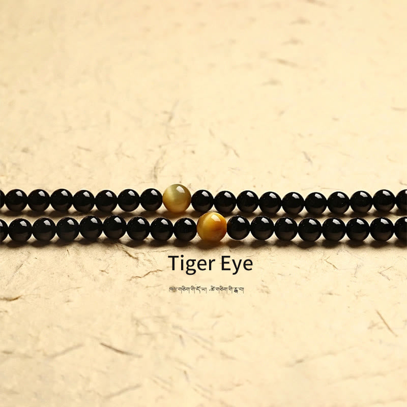 Buddha Stones Tibetan 108 Mala Beads Black Onyx Three-eyed Dzi Beads Protection Bracelet - image 6