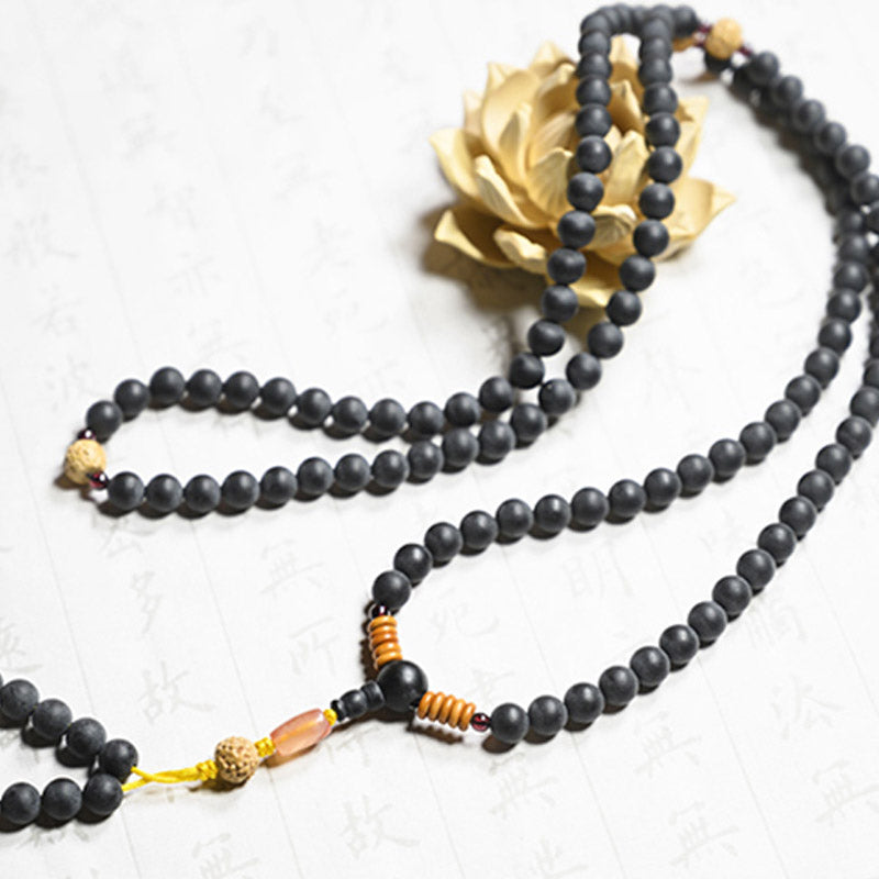 Buddha Stones Tibetan Mala Cypress Bodhi Seed Red Agate Healing Bracelet - image 9