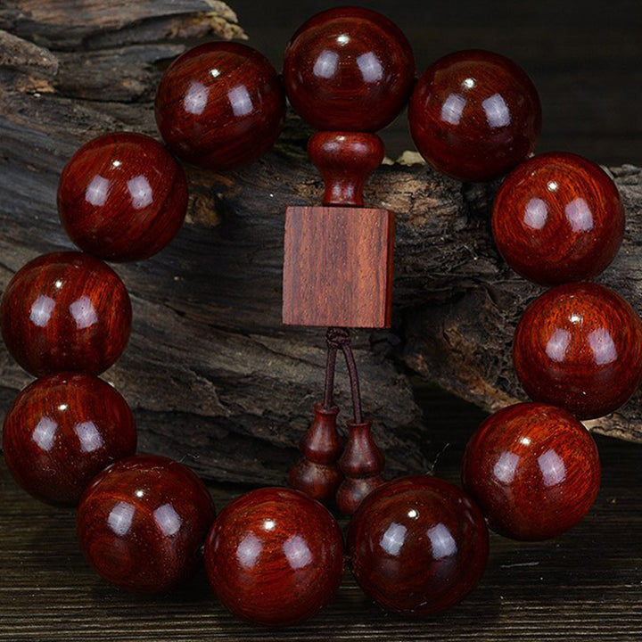 Buddha Stones Tibetan Small Leaf Red Sandalwood Relaxation Bracelet - image 1