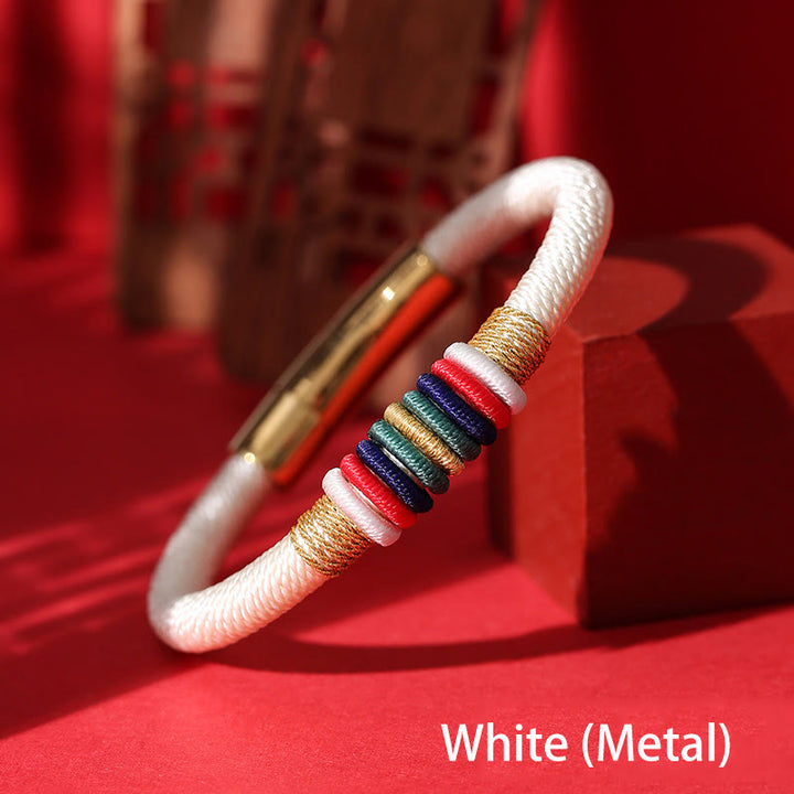 Buddha Stones Tibetan Handmade Colorful King Kong Knot Five Elements Luck Braid String Bracelet - White(Metal) - 18cm - image 17