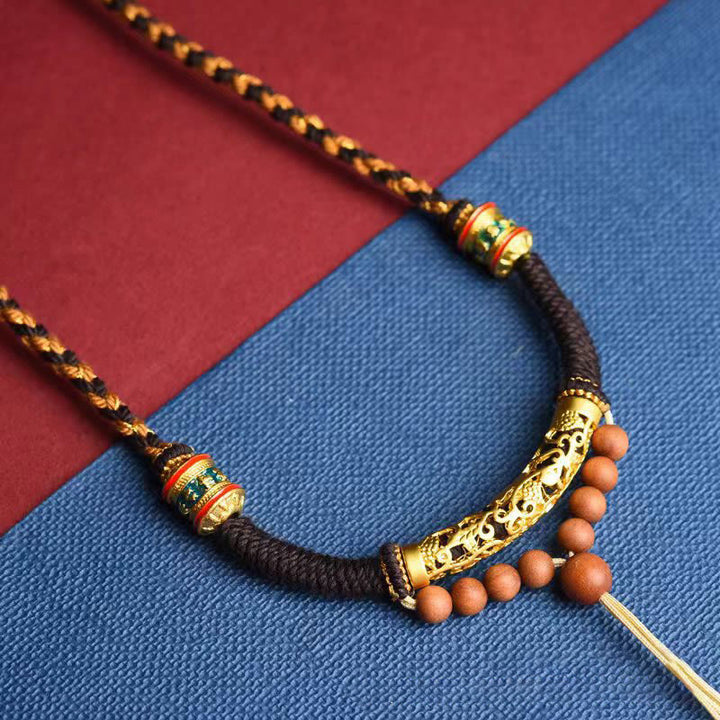 Buddha Stones Tibetan Handmade King Kong Knot Om Mani Padme Hum Prayer Wheel String Necklace Pendant - image 4