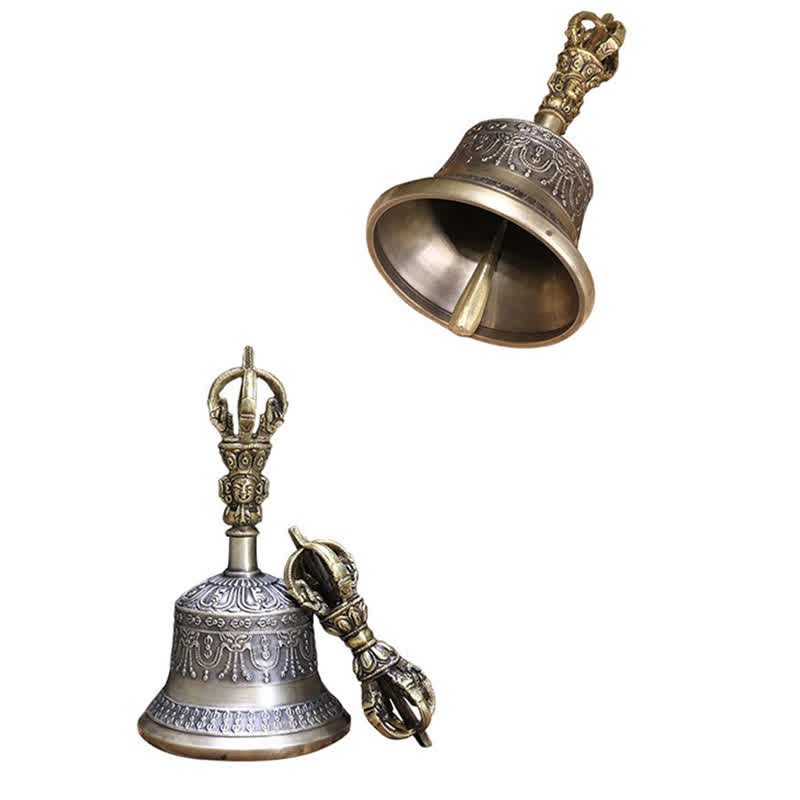 Buddha Stones Tibetan Meditation Bell and Vajra Dorje Copper Enlightenment Decoration Set - image 12
