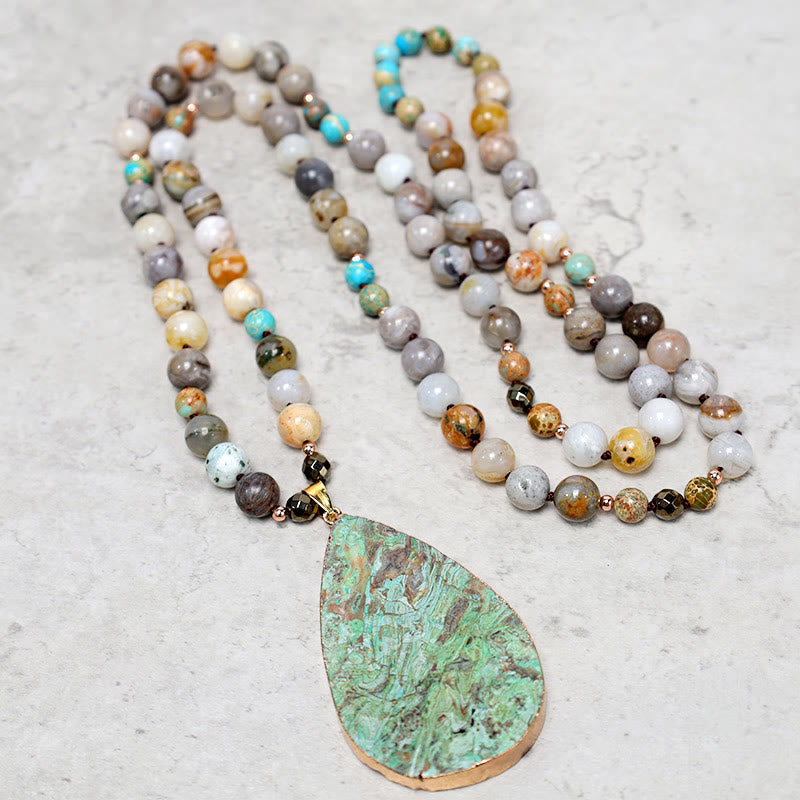 Buddha Stones Natural Ocean Picasso Jasper Beaded Healing Neckace - image 0
