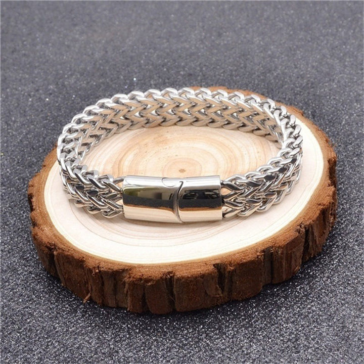 Buddha Stones Fish Scale Magnetic Buckle Titanium Steel Balance Bracelet Bangle - image 3