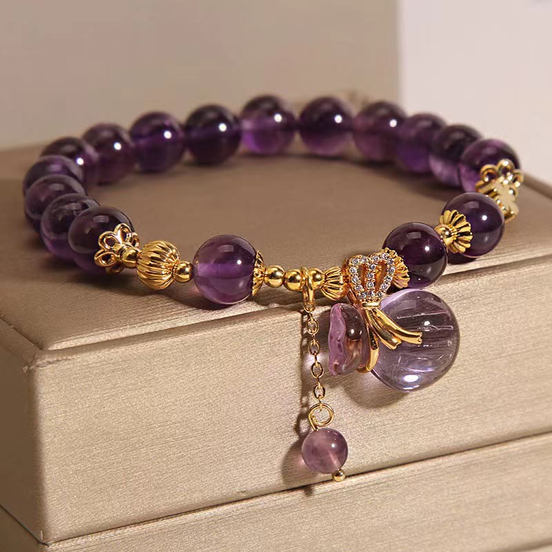 Buddha Stones Natural Amethyst Crystal Money Bag Charm Positive Bracelet - Amethyst Money Bag - image 6