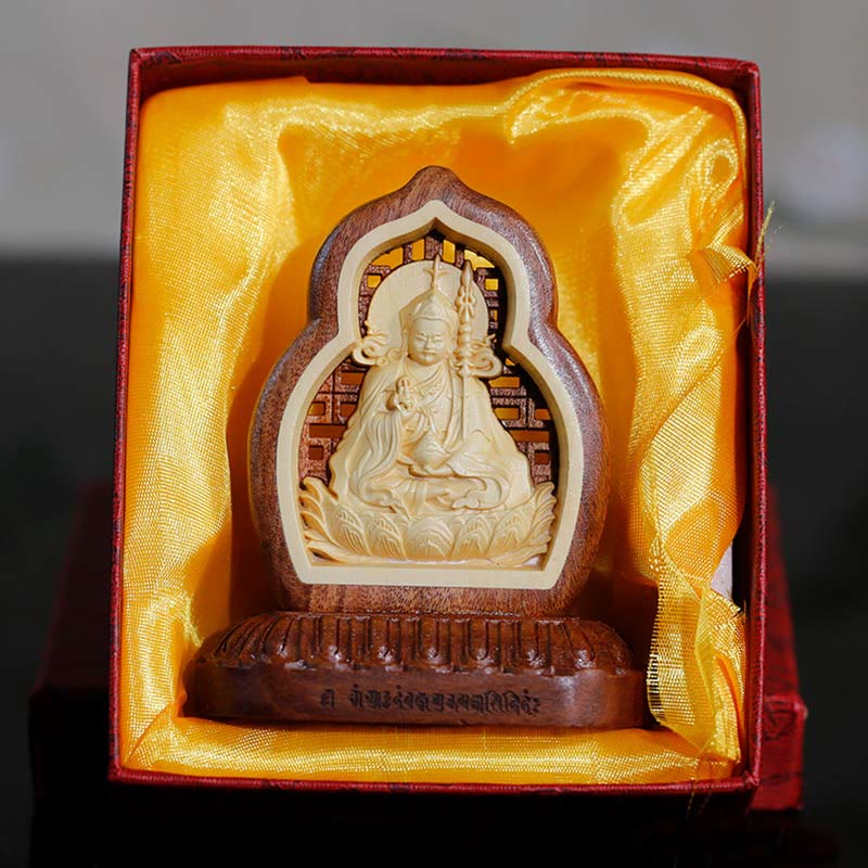 Buddha Stones Guru Rinpoche Buddha Padmasambhavan Serenity Wood Engraved Statue Figurine Decoration - image 1