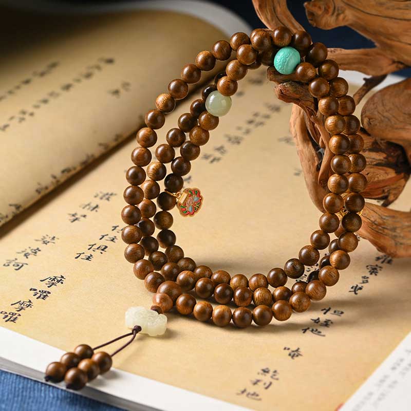 Buddha Stones Tibetan Rosewood Protection Calm Bracelet Mala - image 0