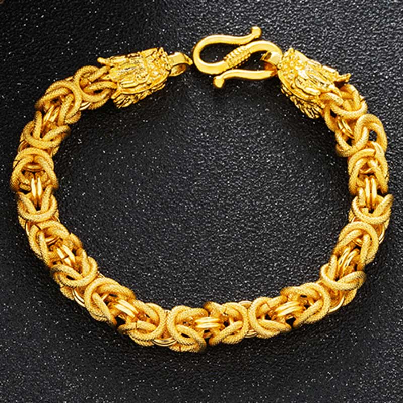 Buddha Stones 24k Gold Plated Double Headed Dragon Protection Bracelet - image 5
