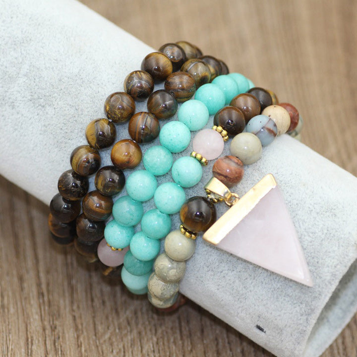 Buddha Stones 108 Beads Natural Stone Tiger Eye Mala Healing Bracelet - image 2