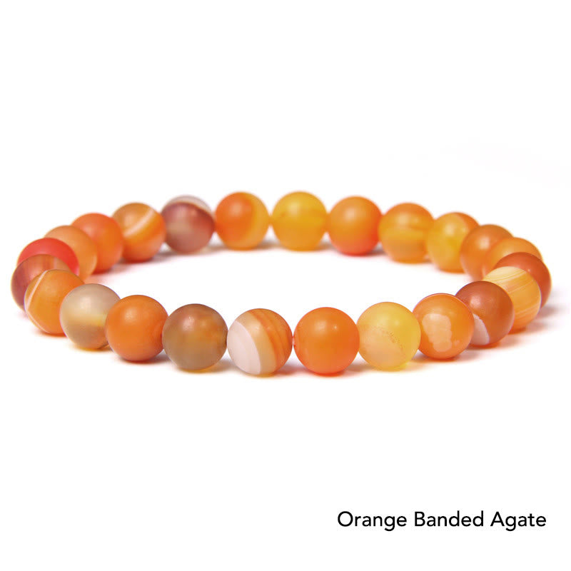 Natural Agate Stone Crystal Balance Beaded Bracelet - Orange Banded Agate - image 3