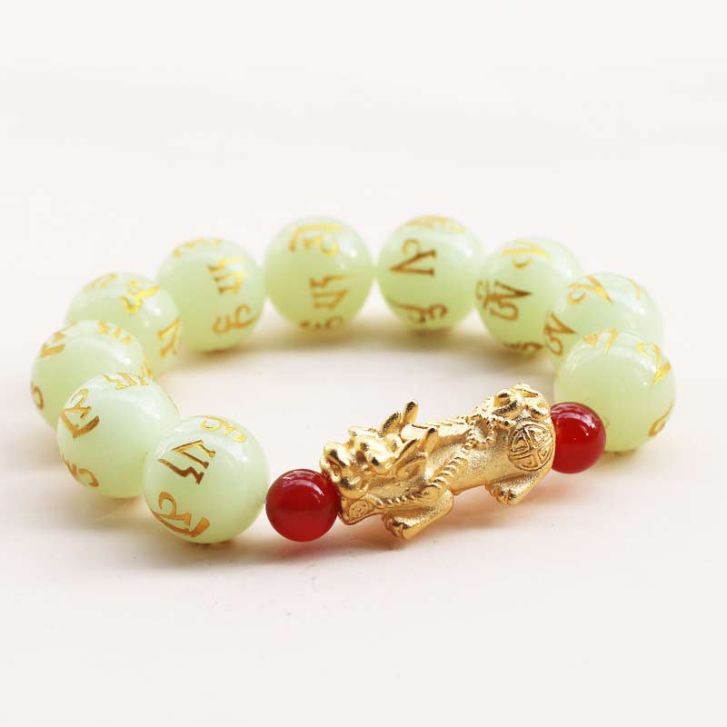 Buddha Stones FengShui Lucky Pixiu Glowstone Wealth Bracelet - 18mm - image 3