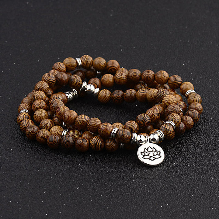 Buddha Stones Tibetan Lightning Strike Wood Bracelet Lotus Buddha Mala - image 4