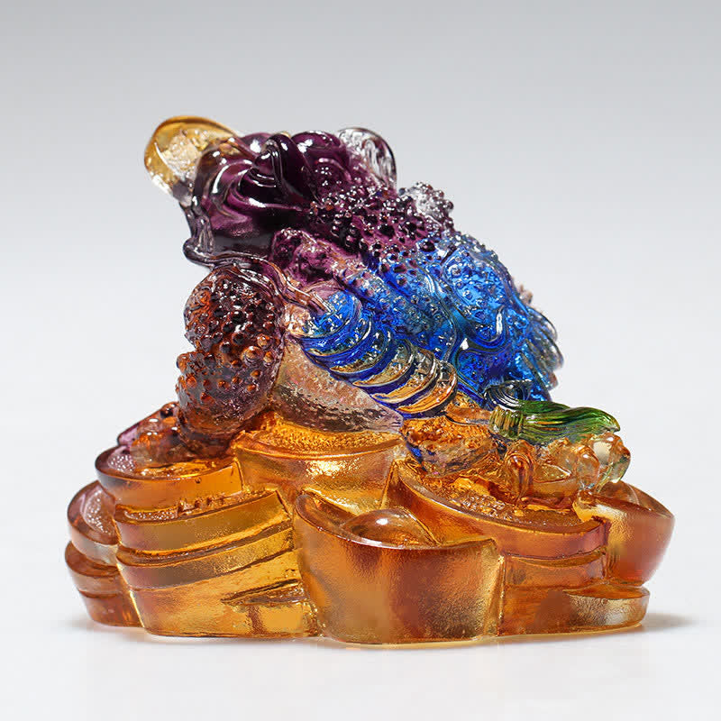 Buddha Stones Feng Shui Frog Handmade Liuli Crystal Art Piece Wealth Home Office Decoration - image 7