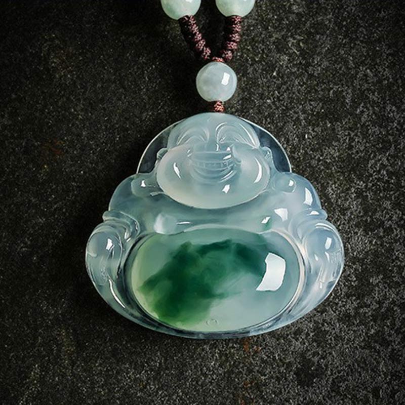 Buddha Stones Cyan Jade Luck Necklace Pendant - image 4