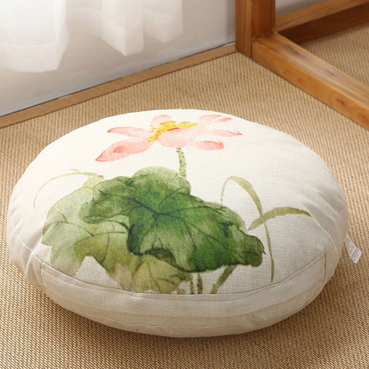 Buddha Stones Lotus Simple Pattern Linen Meditation Seat Cushion Home Living Room Decoration - Detachable - 40cm*10cm - Ivory - image 31