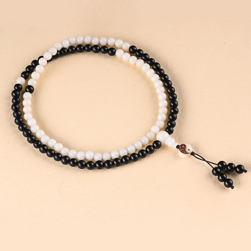 Buddha Stones Ebony YinYang Protection Necklace Mala - image 7