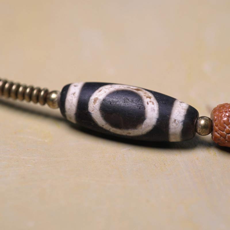 Buddha Stones 108 Mala Rudraksha Beads Bodhi Seed Dzi Bead Luck Auspiciousness Tassel Bracelet - image 3