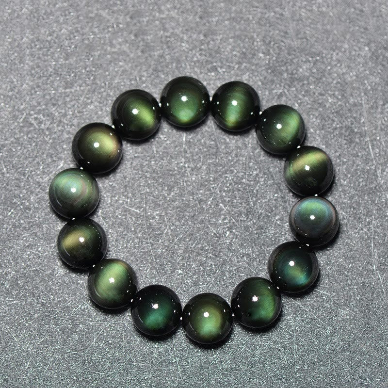 Buddha Stones Natural Green Eye Obsidian Wealth Bracelet - image 1