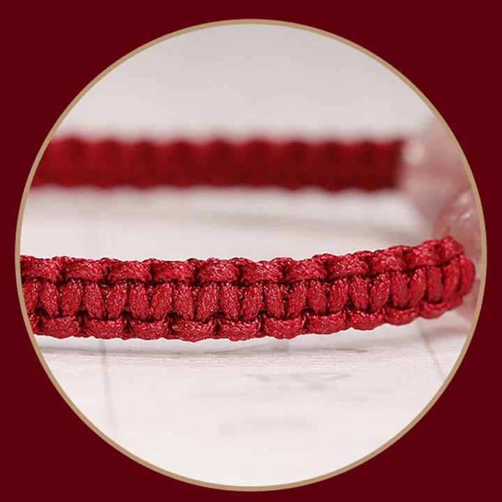 Buddha Stones Natural Strawberry Quartz Crystal Love Red String Weave Bracelet Anklet - image 11