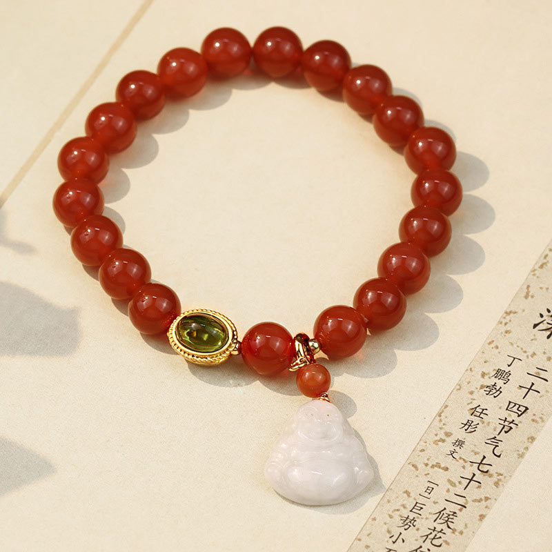 Buddha Stones Natural Red Agate Buddha Success Bracelet - image 1