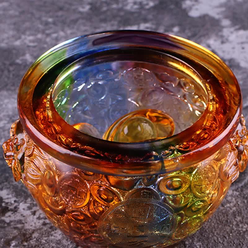 Buddha Stones Handmade Liuli Crystal Treasure Bowl Art Piece Home Decoration - image 13