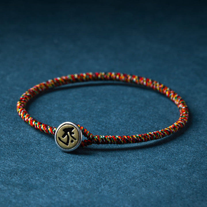 Buddha Stones Handmade 925 Sterling Silver Chinese Zodiac Natal Buddha Protection Colorful Rope Bracelet - image 9