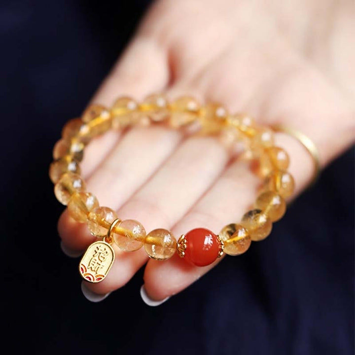 Buddha Stones Citrine Red Agate Fortune Charm Bracelet - image 4