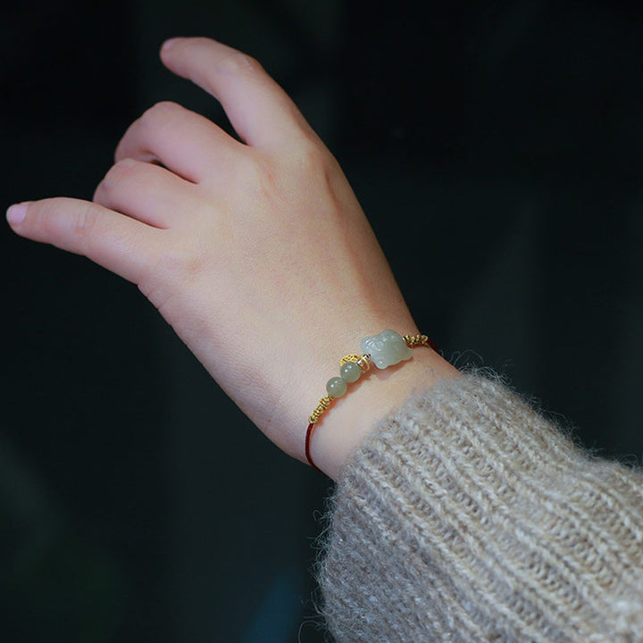 Buddha Stones Chinese Zodiac Tiger Jade Prosperity Red String Bracelet - image 2