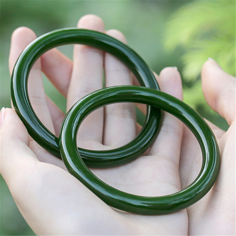 Buddha Stones Cyan Jade Longevity Blessing Bangle Bracelet - image 3