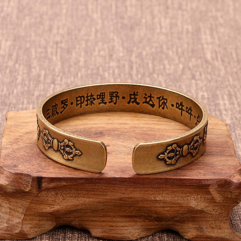 Buddha Stones Tibetan Mahāpratisarā Mantra Sanskrit Copper Brass Healing Bracelet Bangle - image 2