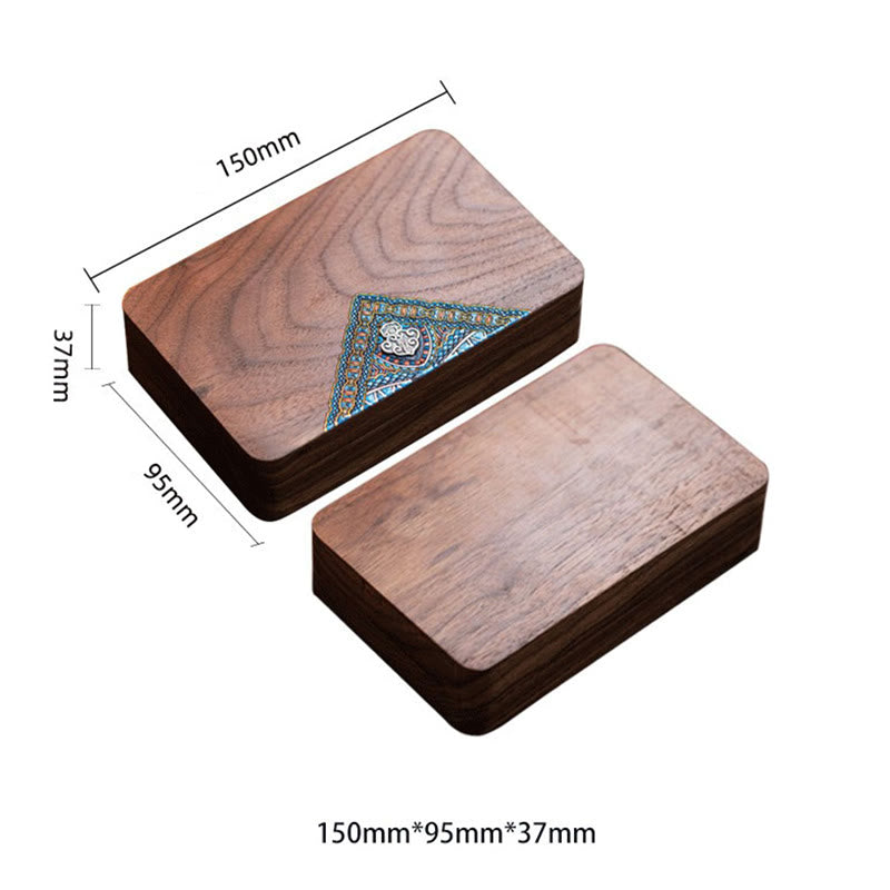 Vintage Handmade Black Walnut Wood Jewelry Storage Box Wooden Gift Box - image 22
