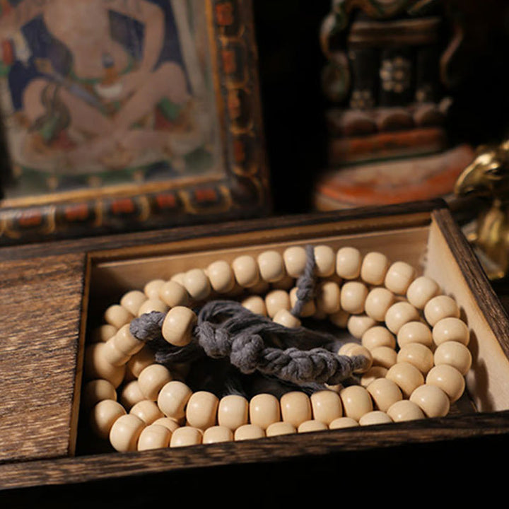 Buddha Stones 108 Mala Beads Abelia Biflora Wood Warding Off Evil Spirits Wrist Mala - image 8