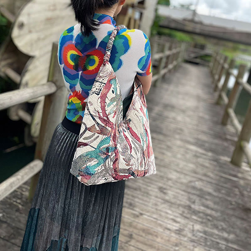 Buddha Stones Handmade Embroidery Pattern Canvas Shoulder Bag Tote Bag Set - image 7