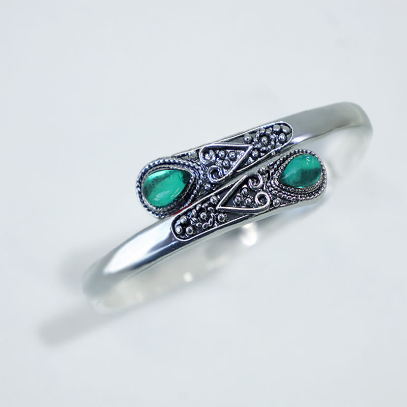 Buddha Stones Zircon Water Drop Pattern Healing Cuff Bracelet Bangle - image 2