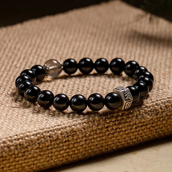 Buddha Stones Chinese Zodiac Natal Buddha 925 Sterling Silver Black Obsidian Moonstone Strength Bracelet - image 12
