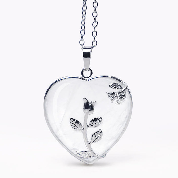 Buddha Stones Natural Healing Crystals Heart Pendant Necklaces - White Crystal - image 13