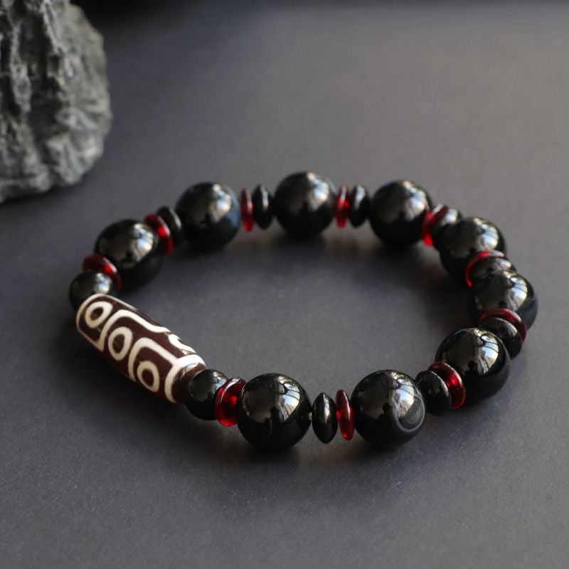 Buddha Stones Black Onyx Nine-Eye Dzi Bead Wealth Protection Bracelet - image 5