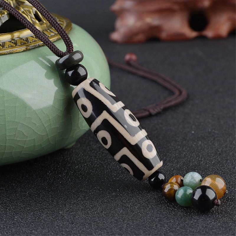 Buddha Stones Nine-Eye Dzi Bead Wealth Protection Necklace - image 2
