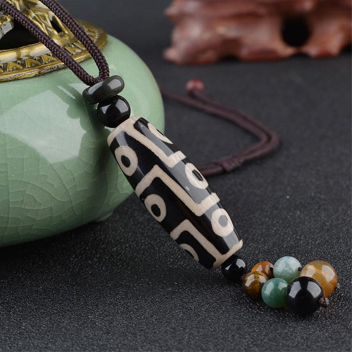 Buddha Stones Nine-Eye Dzi Bead Wealth Protection Necklace - image 2