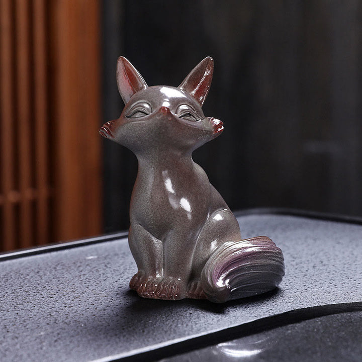 Buddha Stones Color Changing Small Cute Fox Tea Pet Resin Home Figurine Decoration - image 5