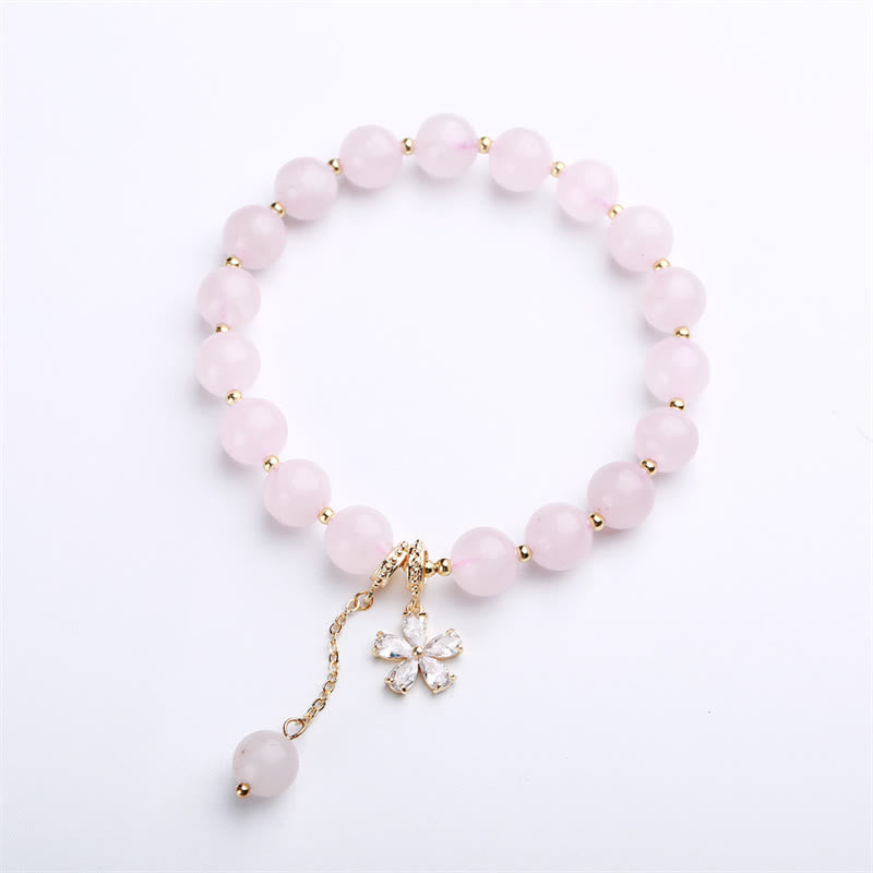 Buddha Stones Natural Pink Crystal Plum Blossom Love Bracelet - image 6