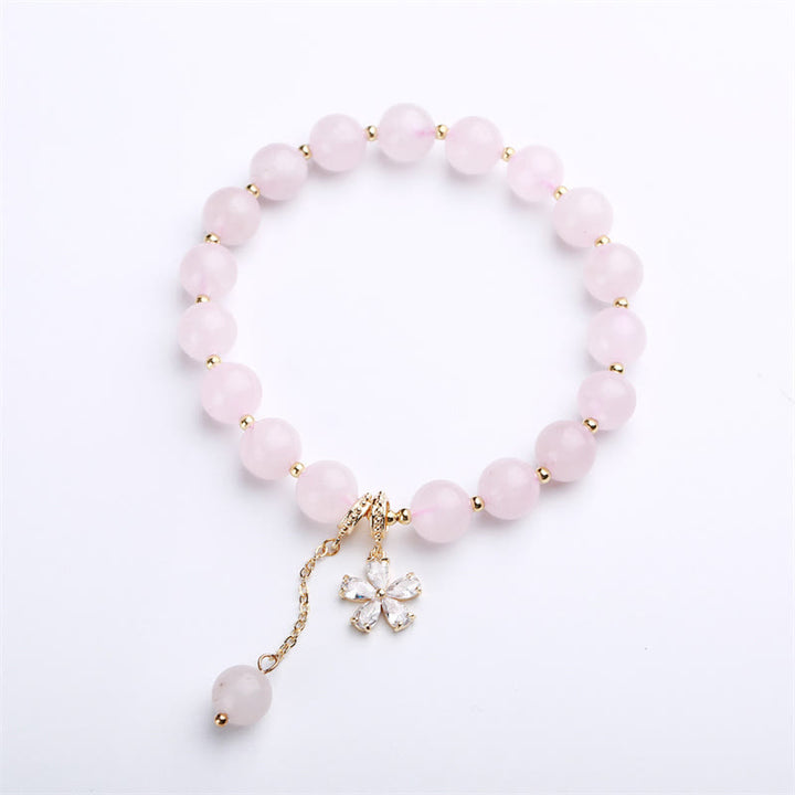 Buddha Stones Natural Pink Crystal Plum Blossom Love Bracelet - image 6