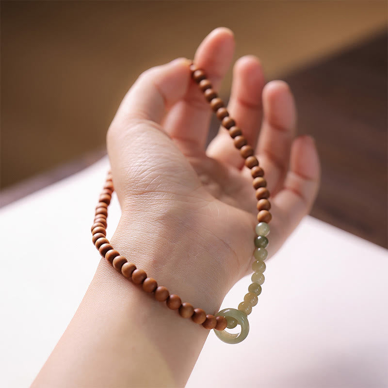 Buddha Stones Sandalwood Hetian Jade Protection Double Wrap Bracelet - image 8
