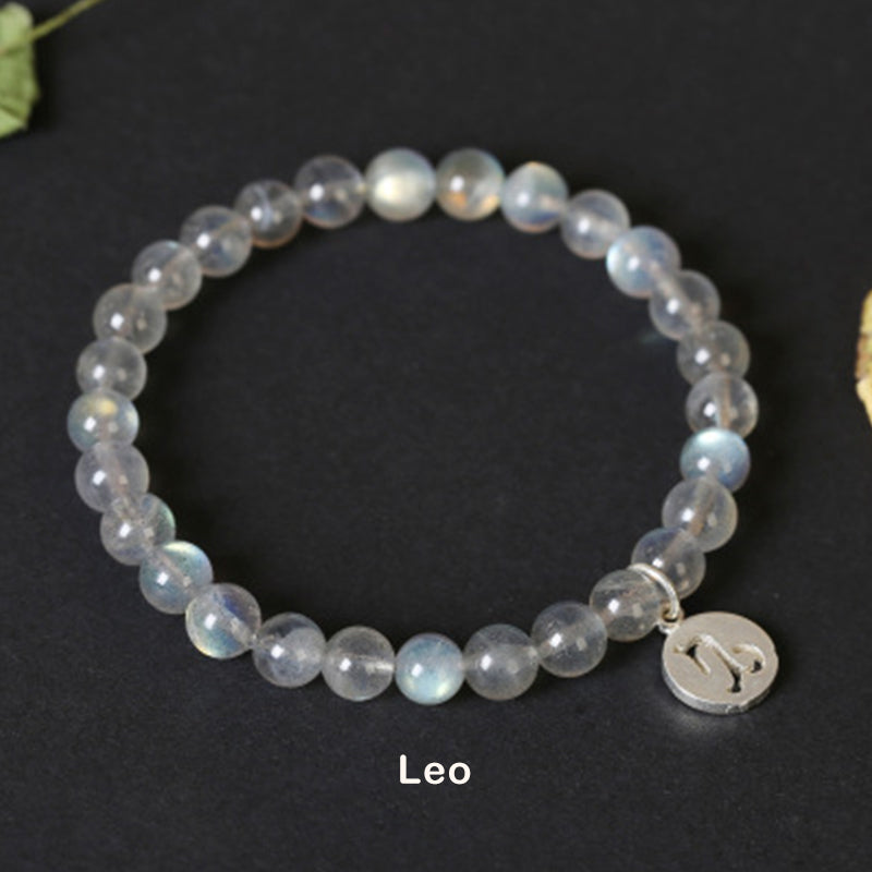 12 Constellations of the Zodiac Moonstone Charming Bracelet - Leo - image 12