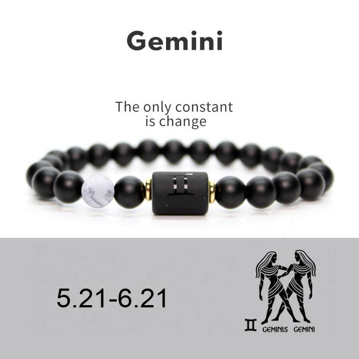 Buddha Stones 12  Constellations of the Zodiac Black Onyx Adjustable Bracelet - Gemini - image 11