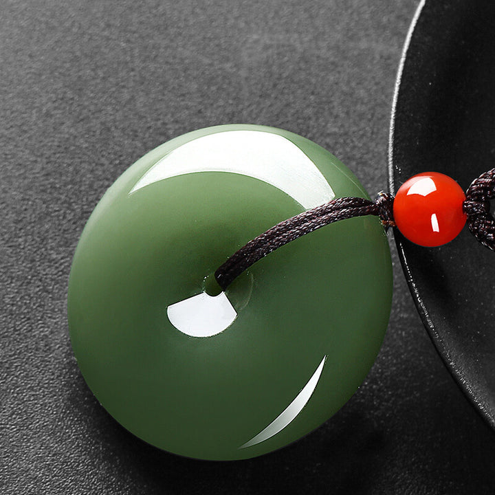 Buddha Stones Natural Round Jade Peace Buckle Prosperity Necklace String Pendant - image 10